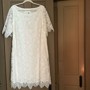 Anthropologie. White lace dress. Short sleeve. Size 20W.